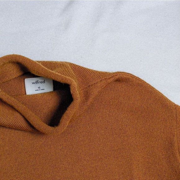 WILFRED | Cyprie Sweater Wool Mock Neck Brown Cropped Jumper xs Aritzia - Picture 2 of 10
